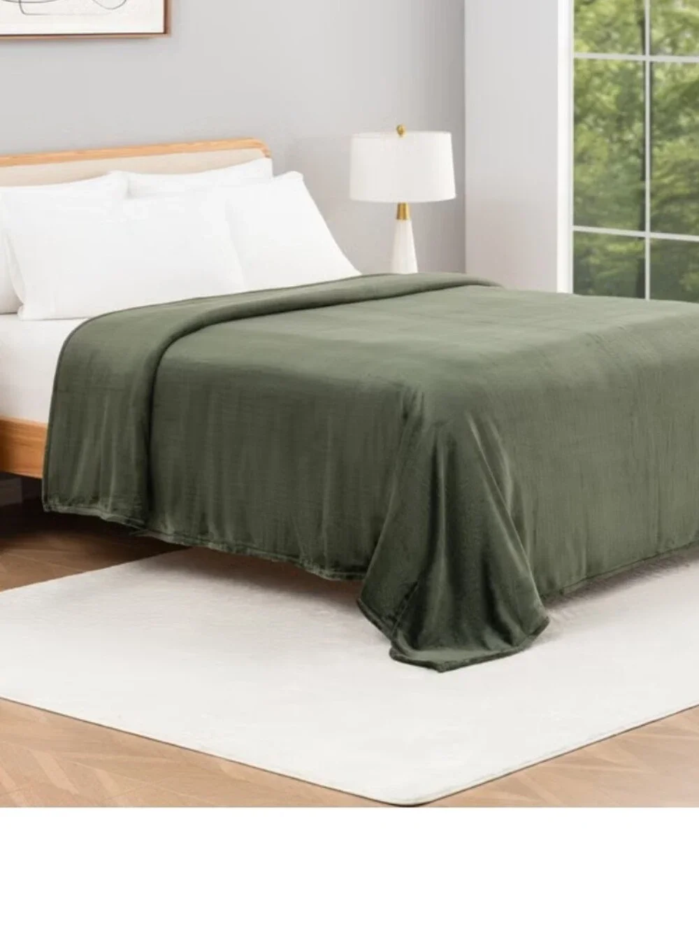 Berkshire Herringbone Plush Blanket - Olive Green